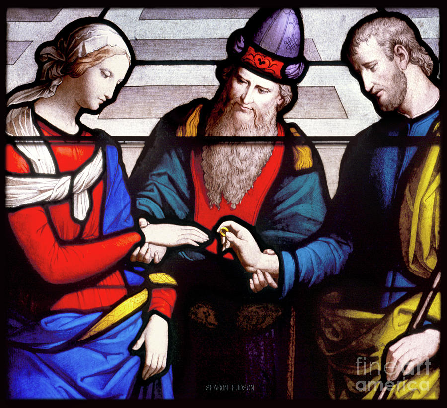 stained glass art - The Marriage of Mary and Joseph Photograph by Sharon Hudson