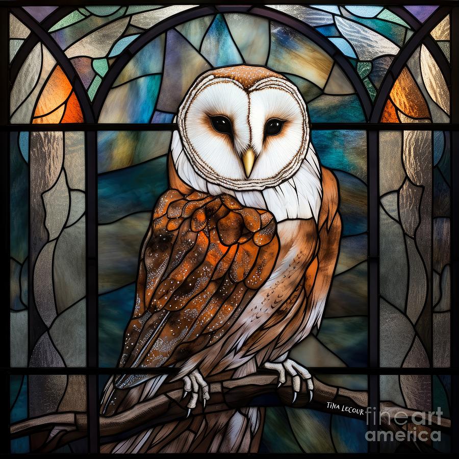 Stained Glass Barn Owl Glass Art by Tina LeCour