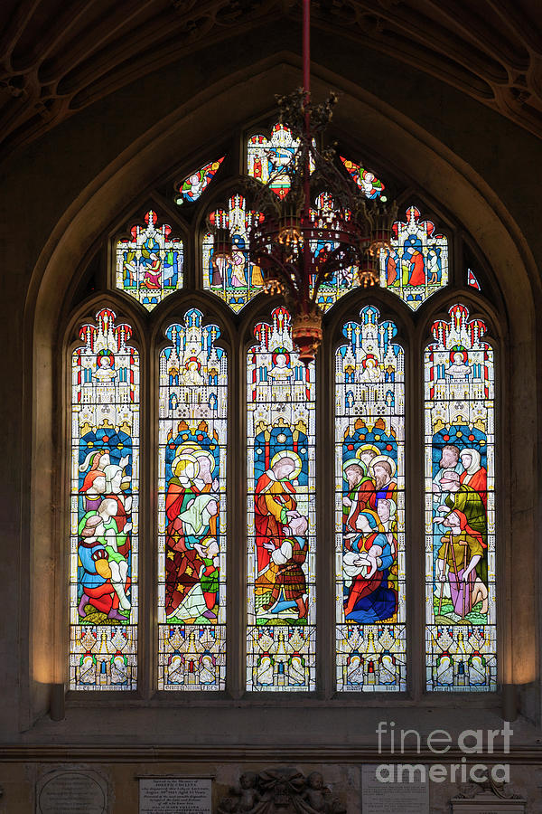 Stained Glass Bath Abbey Church of Saint Peter and Saint Paul Photograph by Wayne Moran