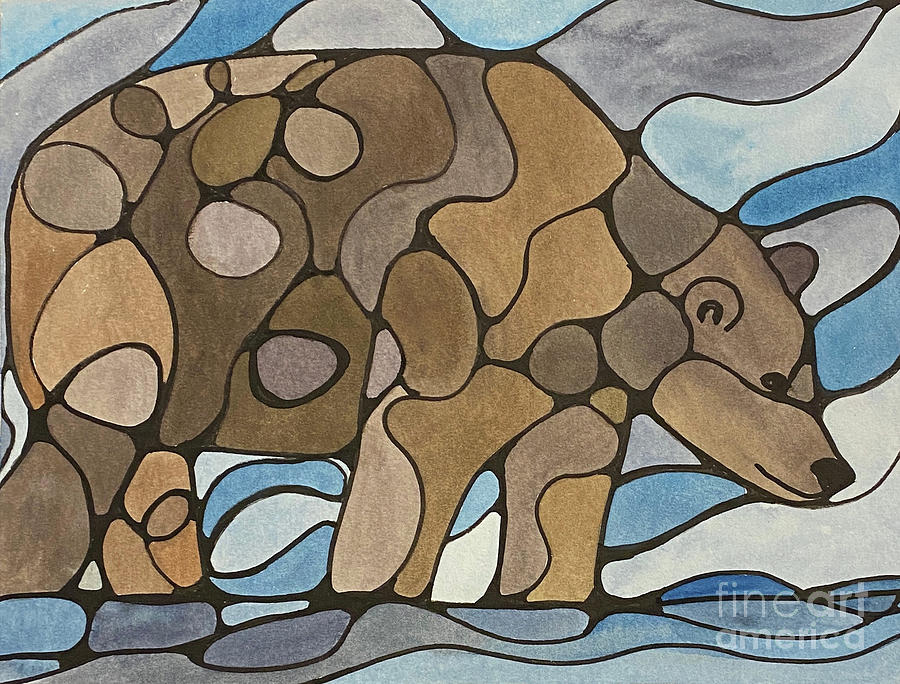 Stained Glass Bear Mixed Media by Lisa Neuman