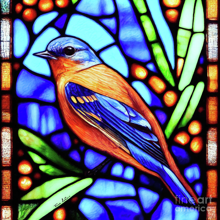 Stained Glass Bluebird 2 Glass Art by Tina LeCour