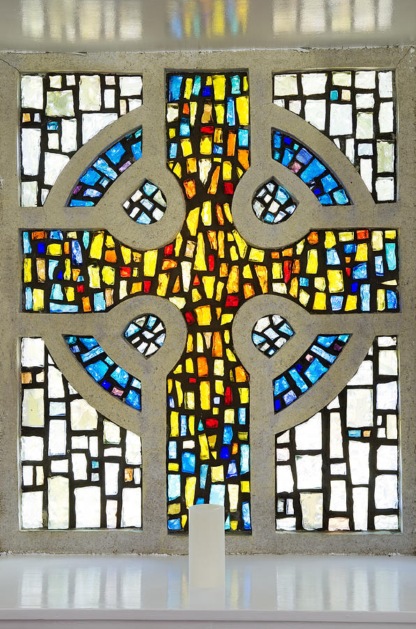 Stained glass Celtic cross Photograph by Zmeel