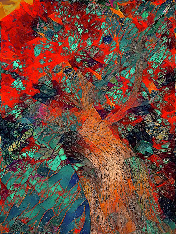 Stained Glass Cypress Tree Mixed Media by Christina Ford