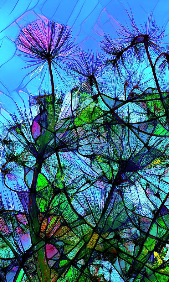 Stained Glass Dandelions Mixed Media by Christina Ford
