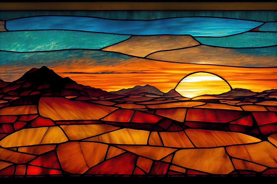 Stained Glass Desert Sunset by Gary Blackman