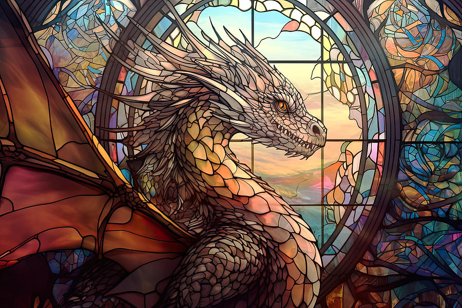 Ferocious Dragon Stained Glass