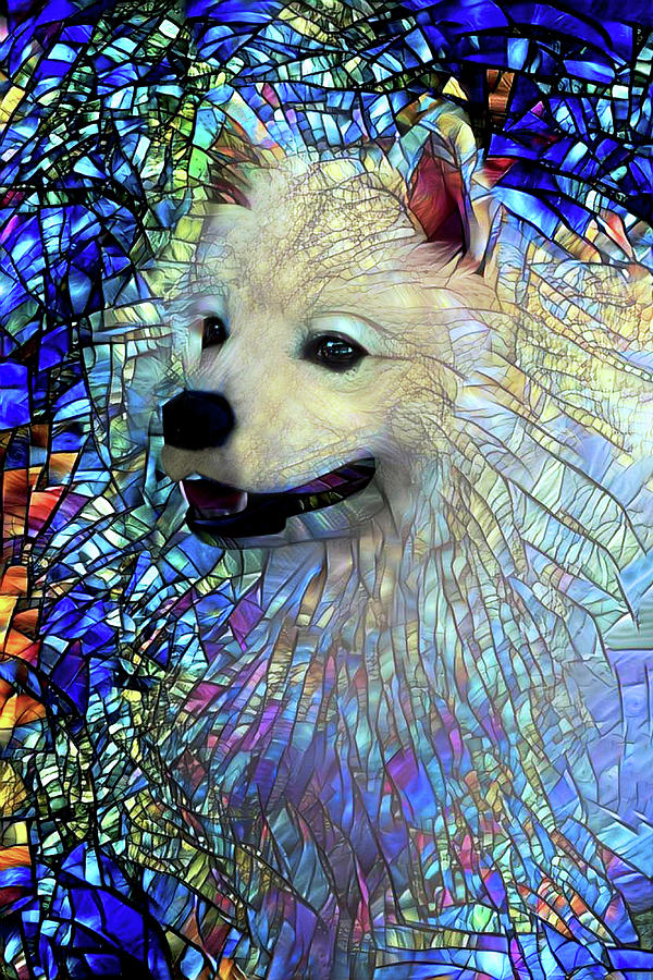 Stained Glass Eskimo Dog - LJ Mixed Media by Peggy Collins