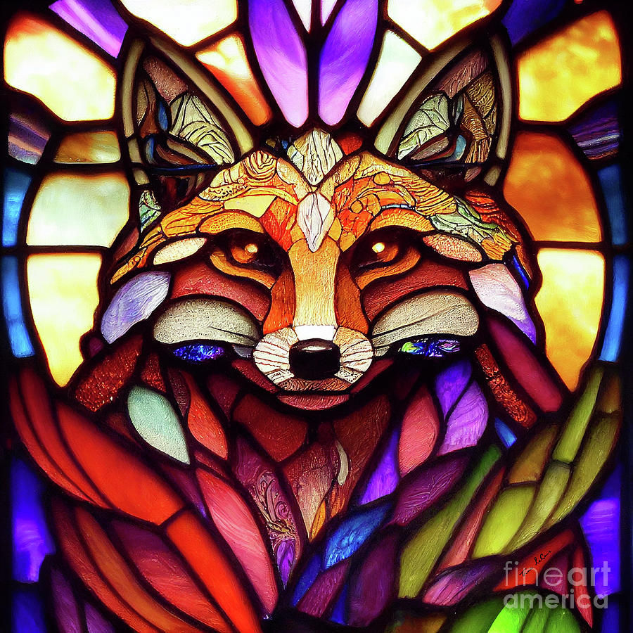Nature Digital Art - Stained Glass Fox by Tina LeCour