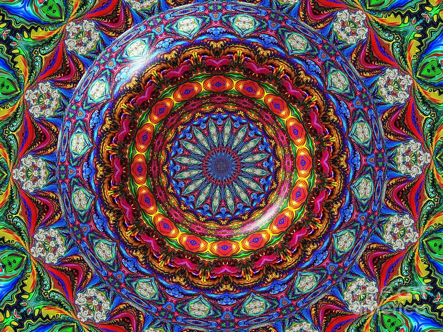 Stained Glass Fractal Kaleidoscope Mandala Digital Art by Rose Santuci-Sofranko