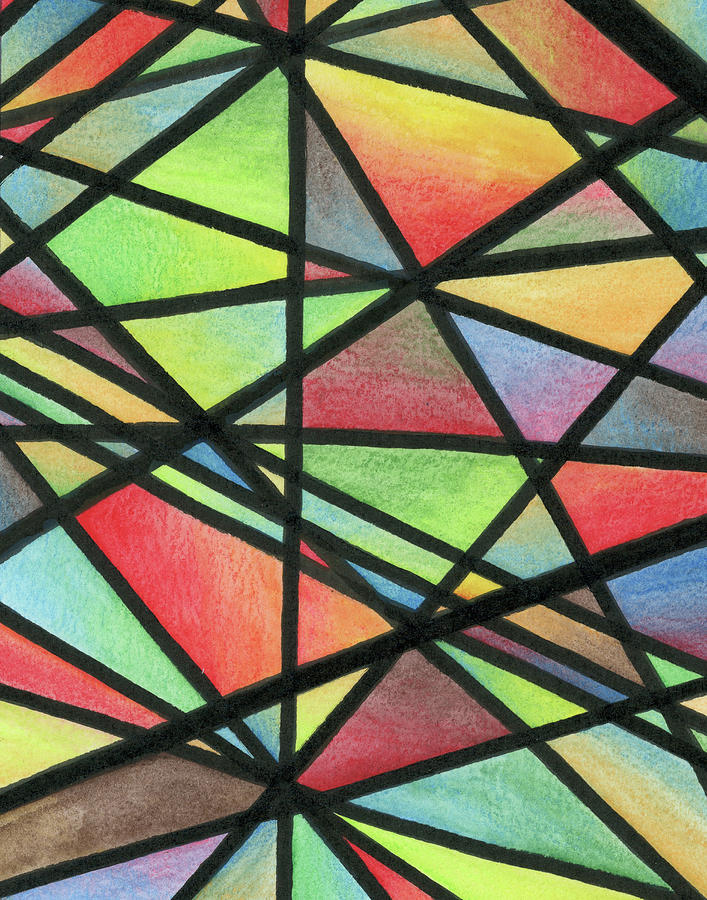 Stained Glass Fracture Drawing by Mary Walchuk