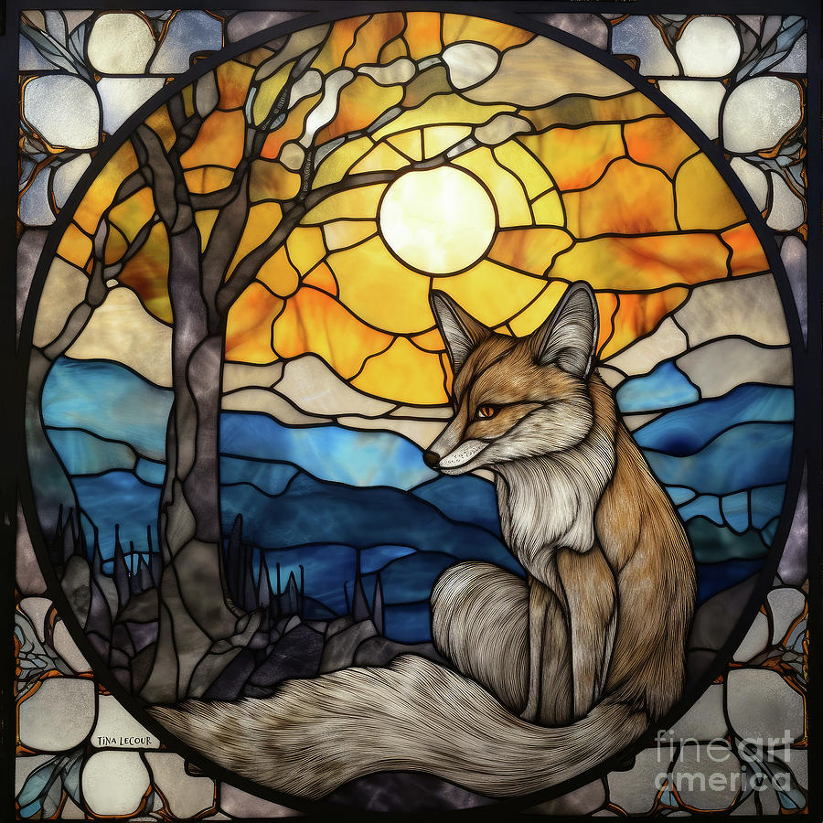 Stained Glass Gray Fox Glass Art by Tina LeCour