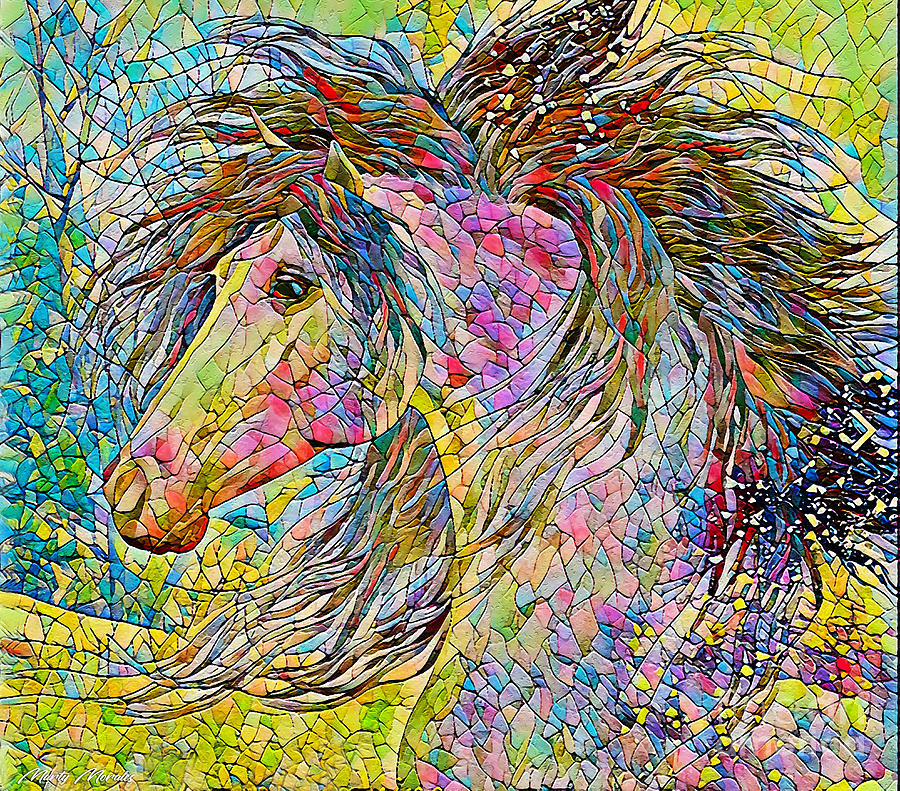 Stained Glass Horses V1 Digital Art by Martys Royal Art