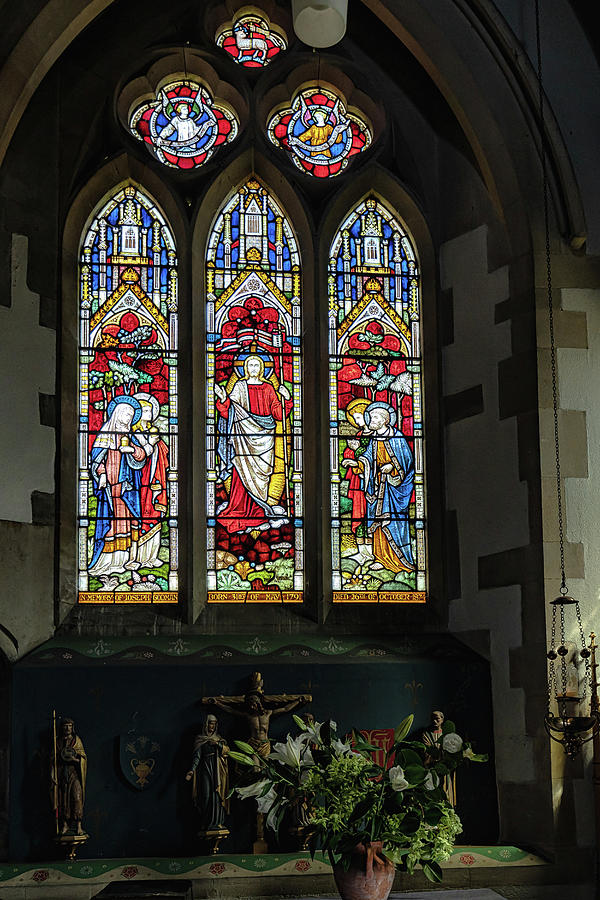 Stained Glass in St Peters Hascombe Photograph by Shirley Mitchell