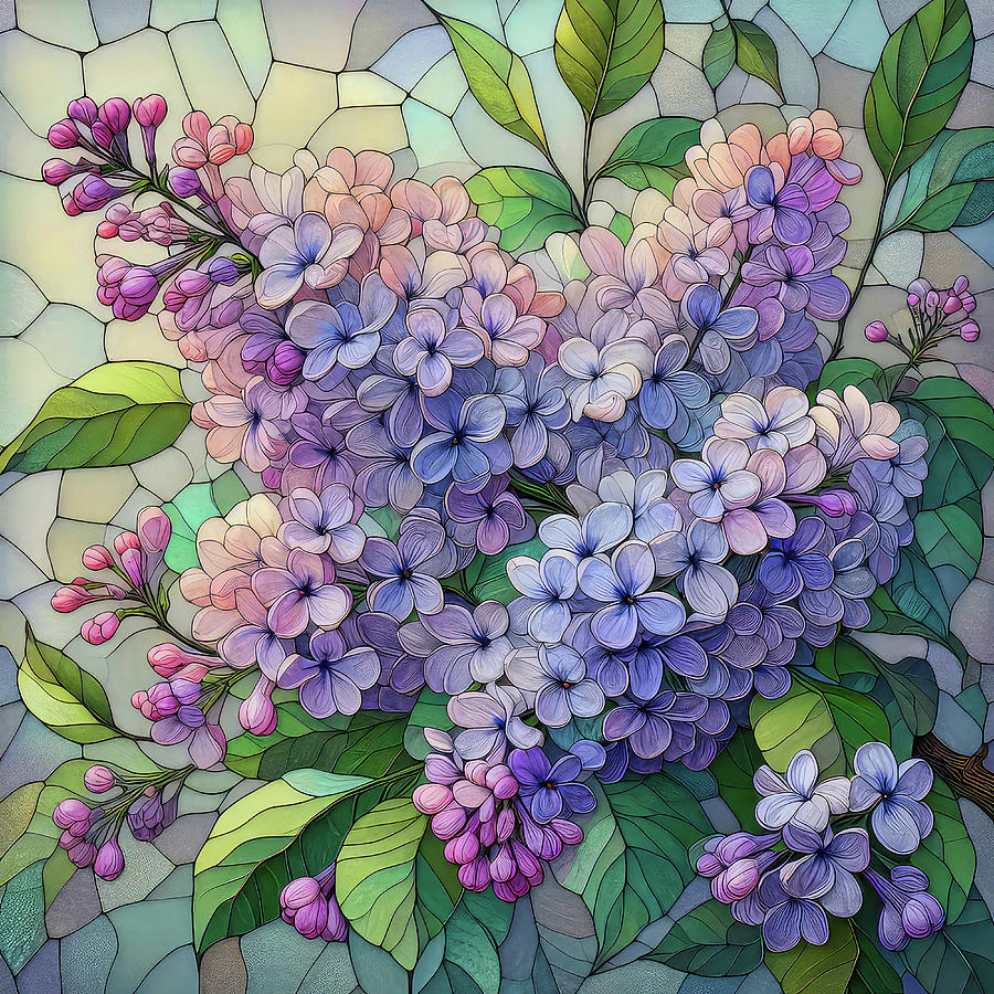 Stained Glass Lilacs Digital Art by HH Photography of Florida