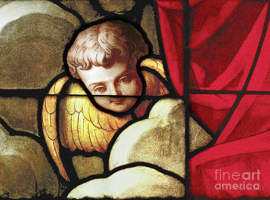 stained glass - Cherub Photograph by Sharon Hudson