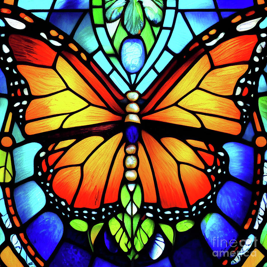 Nature Glass Art - Stained Glass Monarch by Tina LeCour