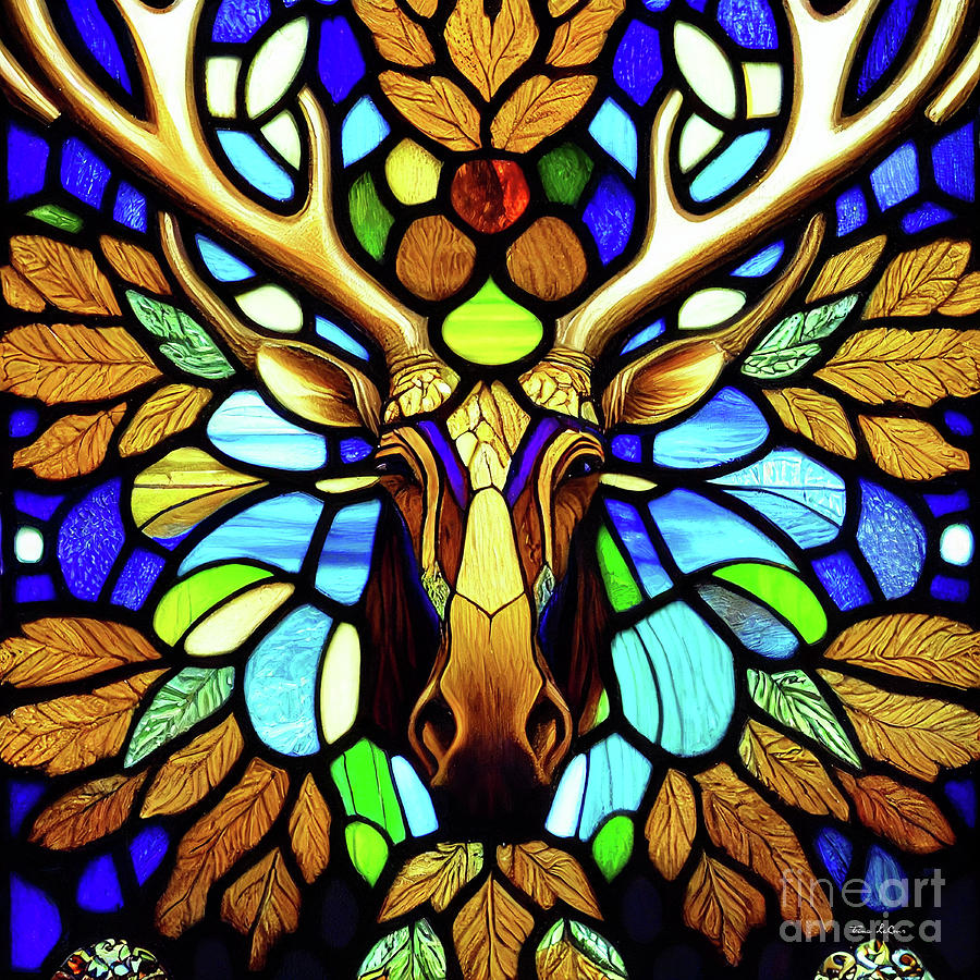 Yellowstone National Park Digital Art - Stained Glass Moose by Tina LeCour