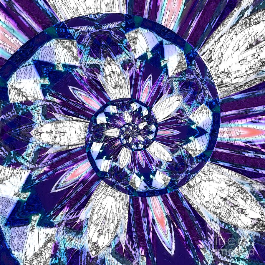 Stained Glass Mosaic Spiral Digital Art by Rachel Hannah