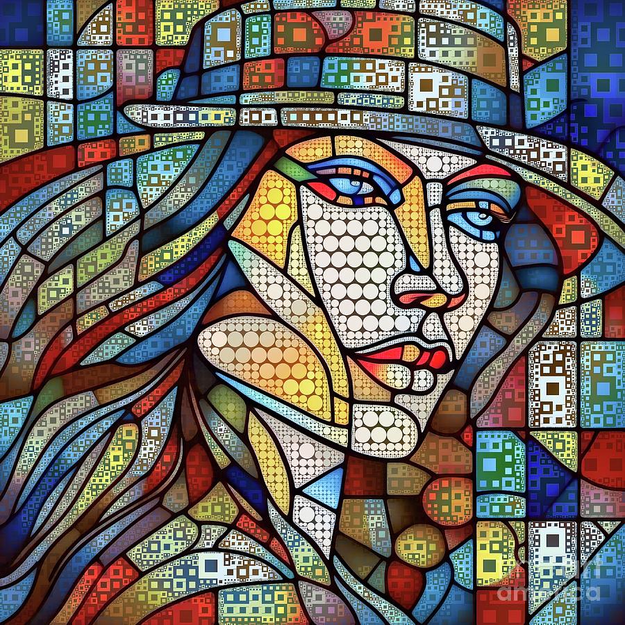 Stained Glass Mosaic Style Portrait - 02603 Digital Art by Philip Preston