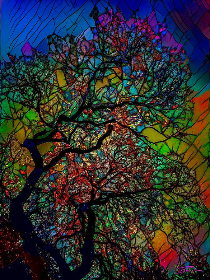 Stained Glass Oak Tree Mixed Media By Christina Ford