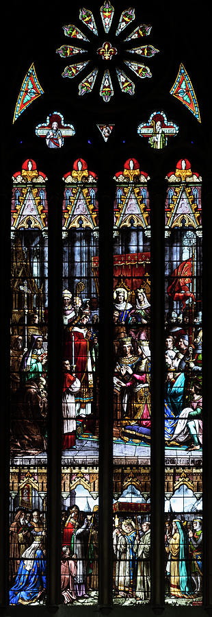 Stained glass of Marriage of Philippe le Hardi and Isabelle of Aragon in Clermont-Ferrand Cathedral Photograph by RicardMN Photography