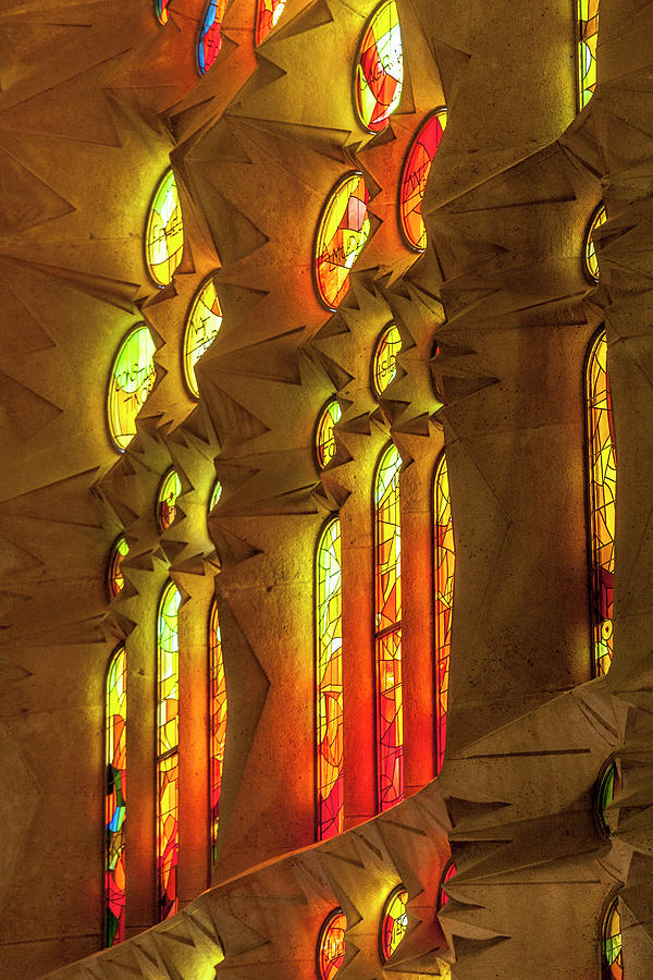 Stained Glass of the Basilica de la Sagrada Familia Photograph by W Chris Fooshee