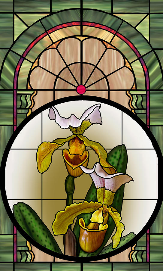 Stained Glass Orchid Mixed Media by Anthony Seeker