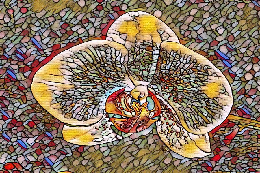 Stained Glass Orchid Digital Art by Stacie Siemsen