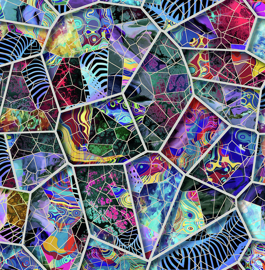 Stained Glass Patchwork - series  non-objective   Digital Art by Grace Iradian