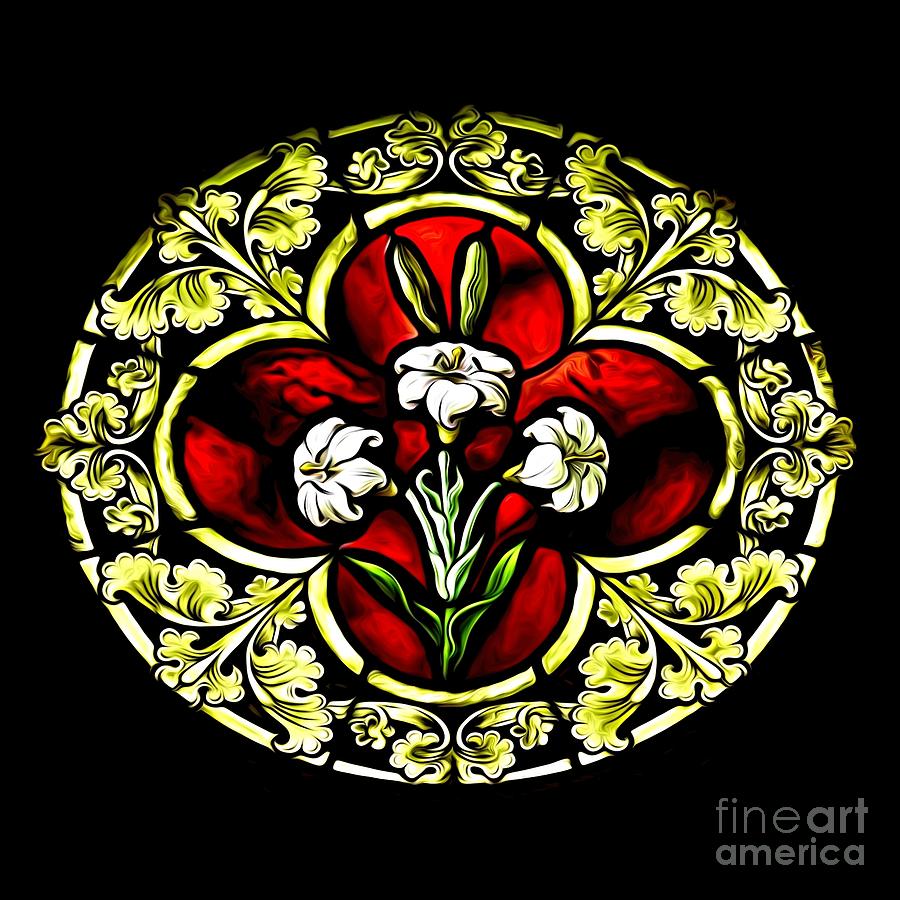 Stained Glass Saint Josephs Purity Lilies Expressionistic Abstract Photograph by Rose Santuci-Sofranko
