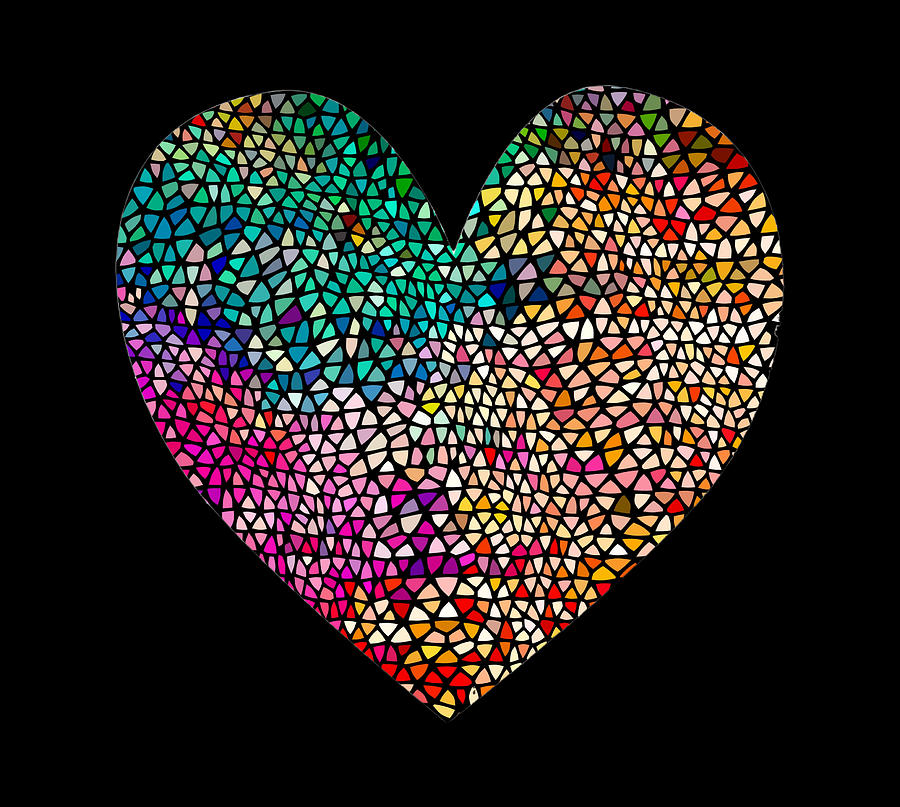 Stained Glass Style Heart Transparency Digital Art by Gaby Ethington