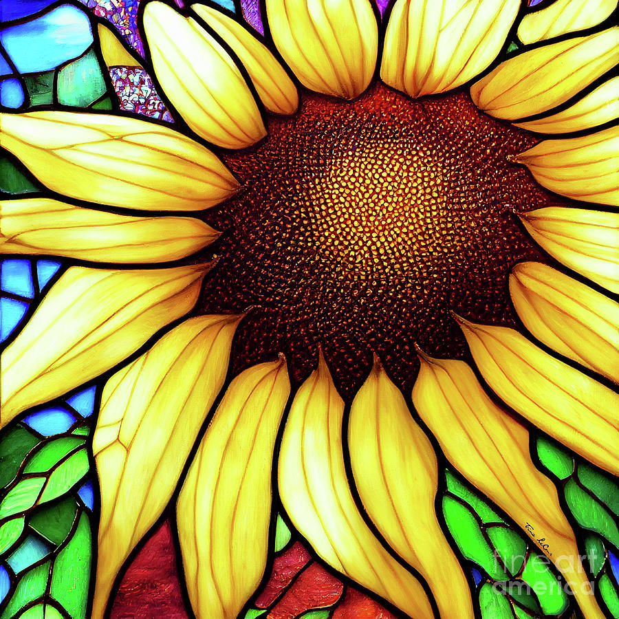 Stained Glass Sunflower Digital Art by Tina LeCour