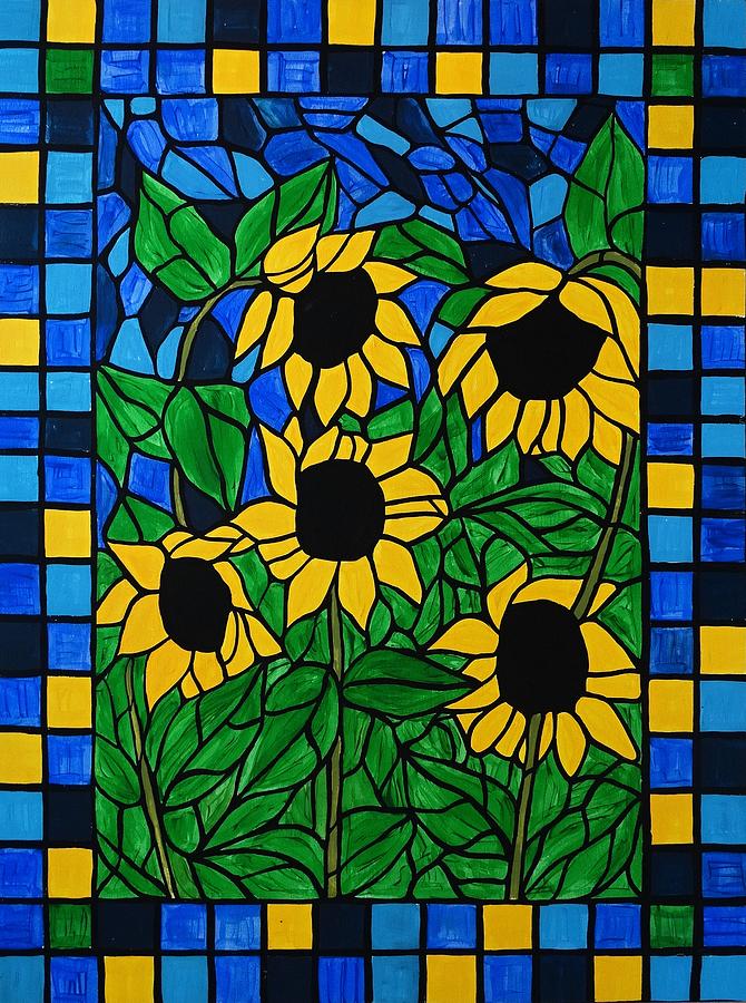Stained Glass Sunflowers Painting