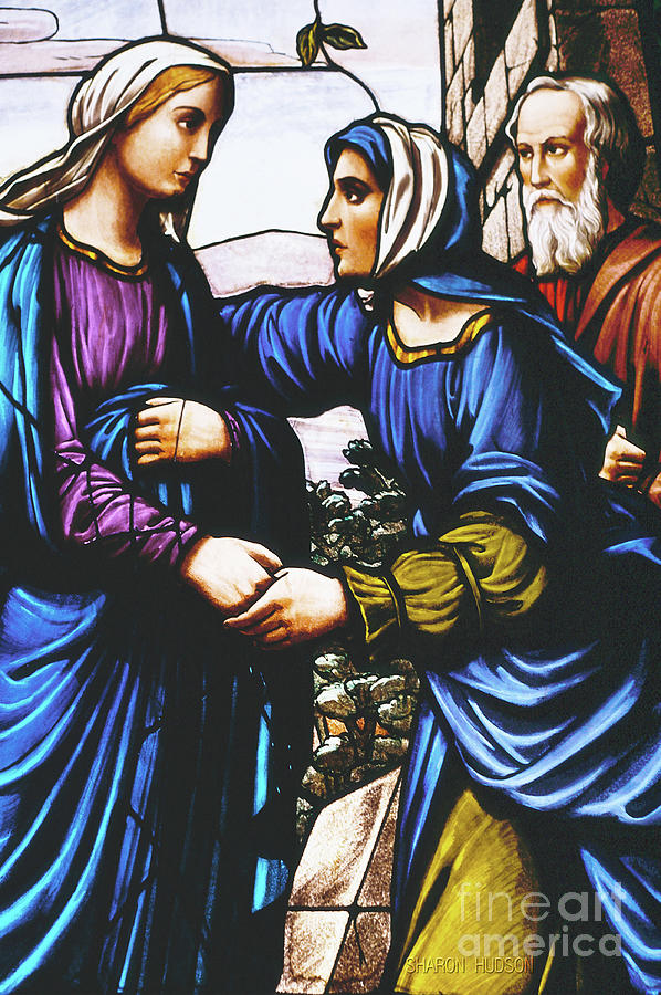 stained glass prints -  The Visitation Photograph by Sharon Hudson