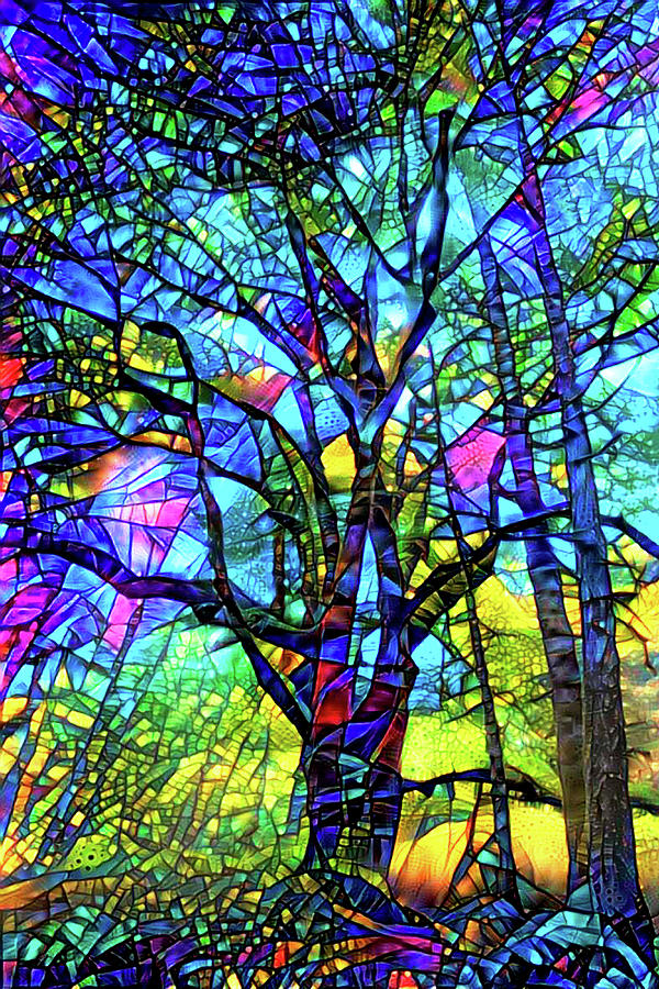 Stained Glass Mosaic Tree Art by Peggy Collins