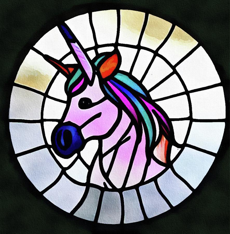 Stained Glass unicorn Painting by Sarah Kirk Fine Art America
