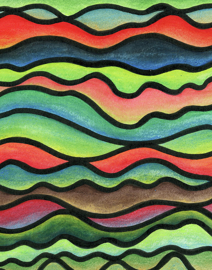 Stained Glass Waves Drawing by Mary Walchuk | Fine Art America