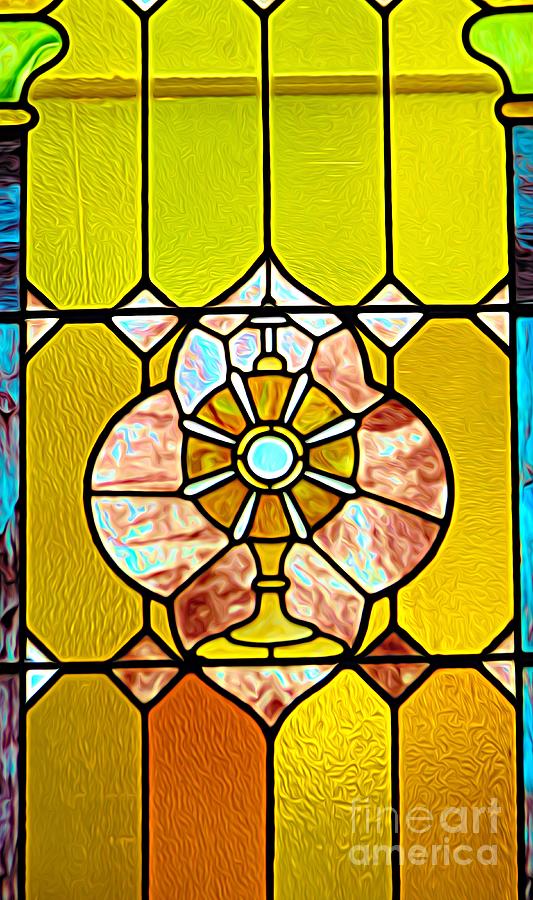 Stained Glass Window Holy Eucharist in a Monstrance Abstract Expressionism Photograph by Rose Santuci-Sofranko