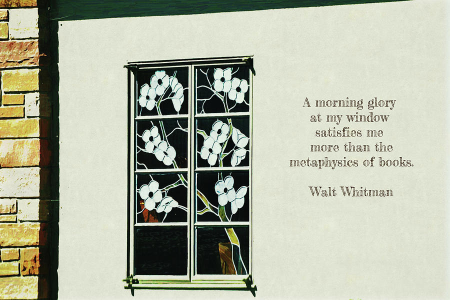 Stained Glass Window with Whitman Quote Digital Art by Gaby Ethington