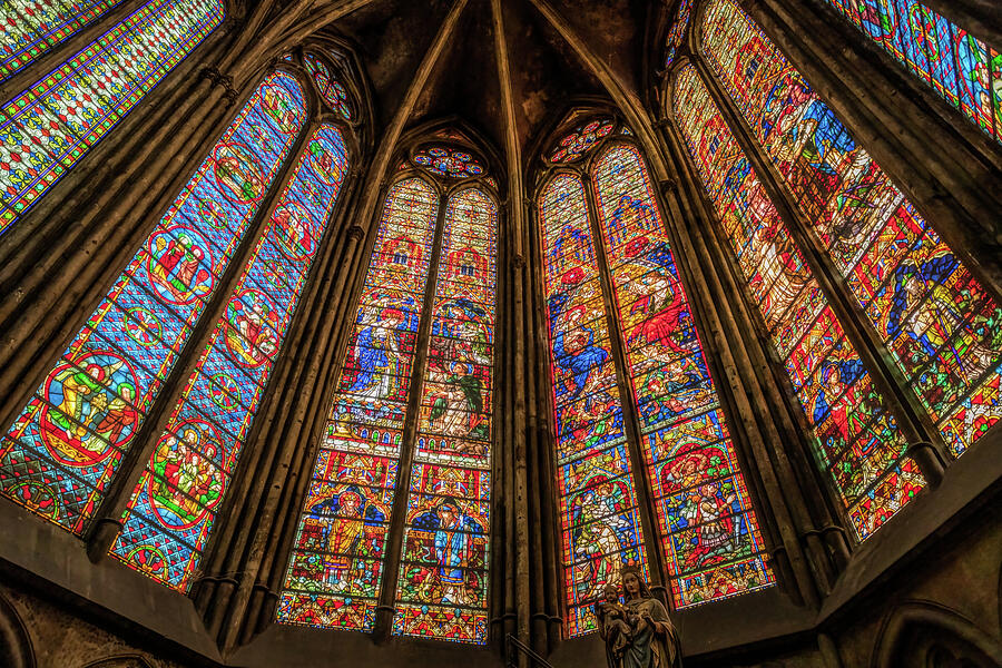 Stained Glass Windows - Metz Cathedral in France Photograph by Elvira Peretsman