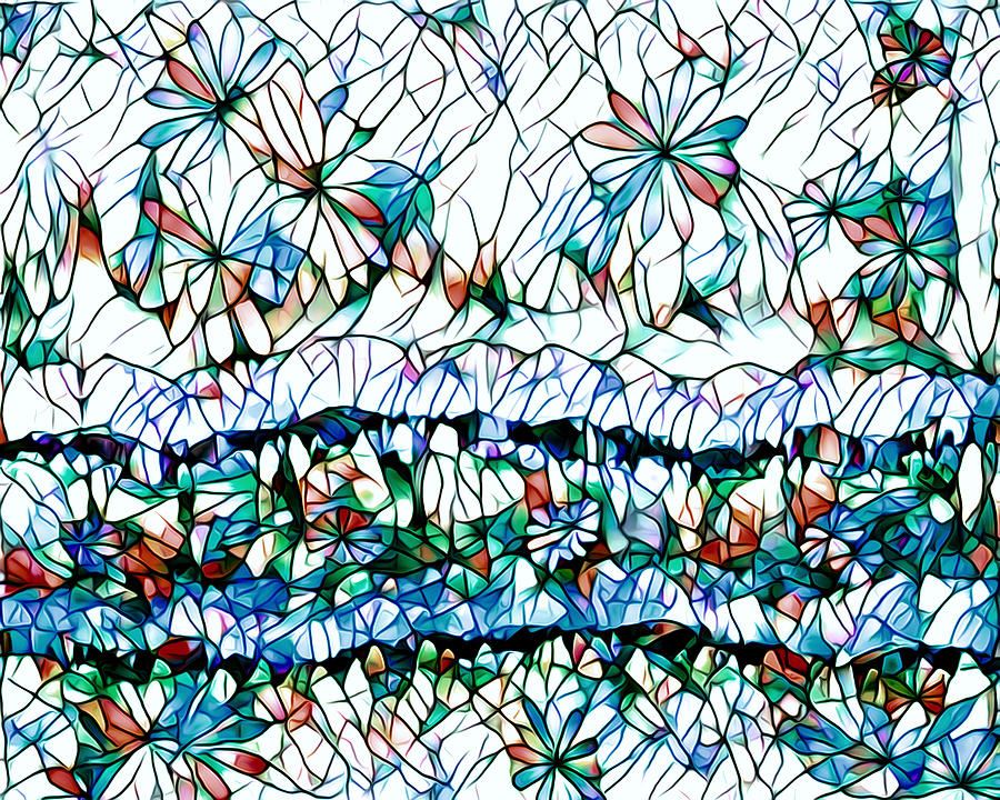 Stained Glass with Flowers Digital Art by Alison Frank