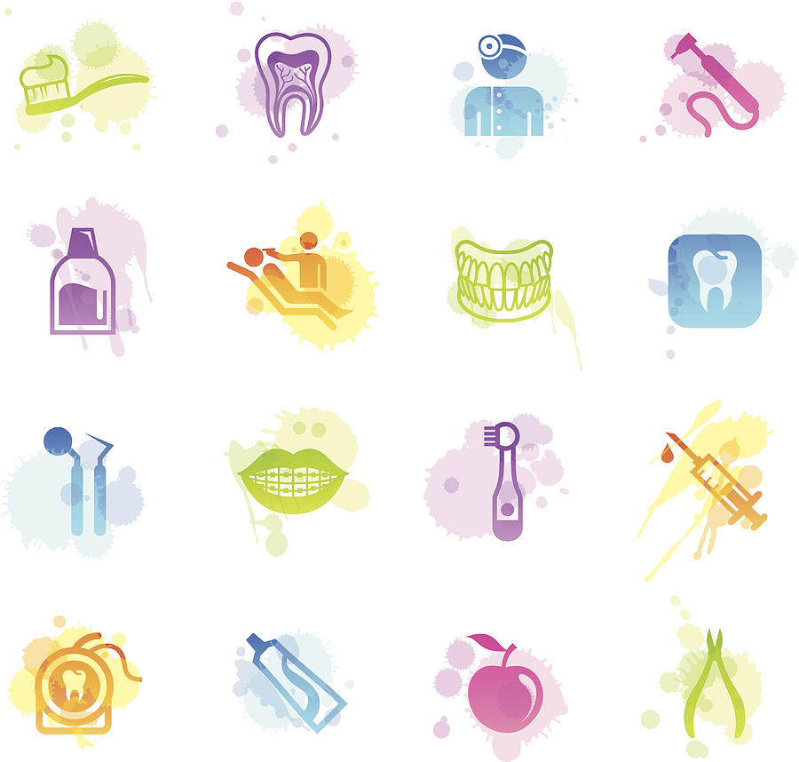 Stains Icons - Dental Care Drawing by Aaltazar