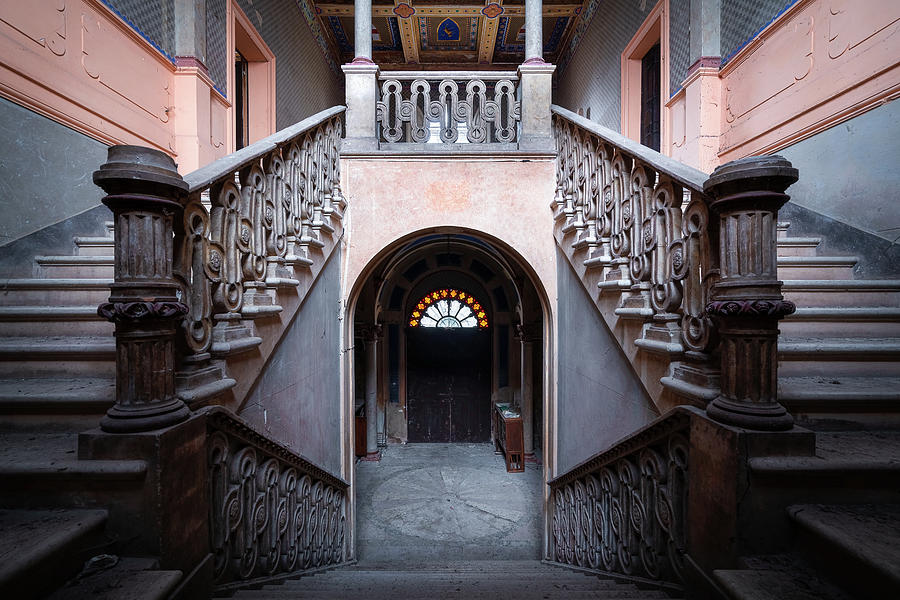 Staircase in Abandoned Castle Photograph by Roman Robroek