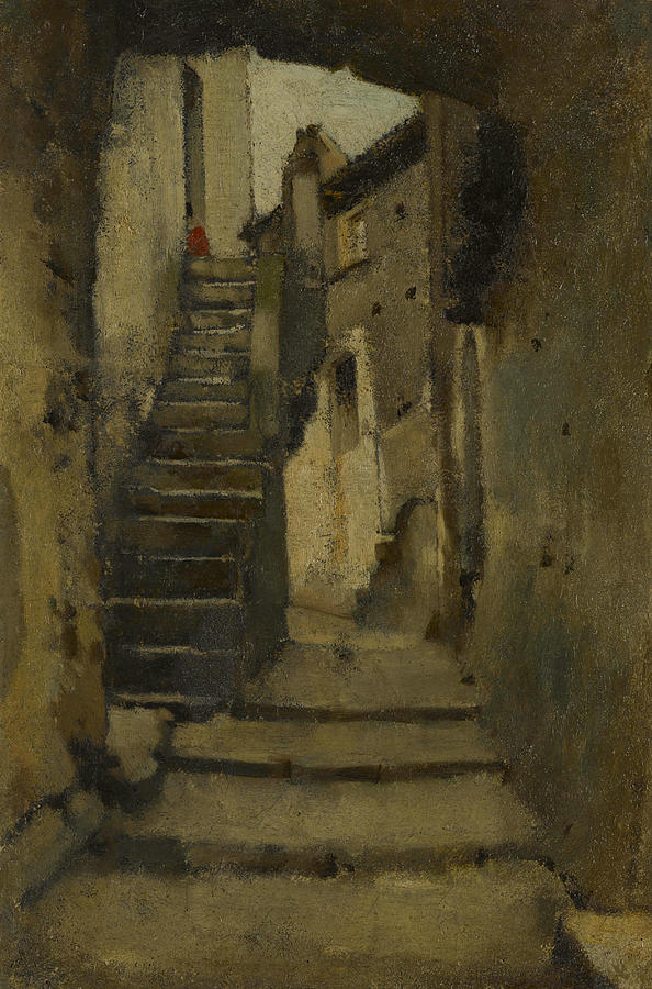 Staircase in an Alley in Rome Painting by Jean-Jacques Henner