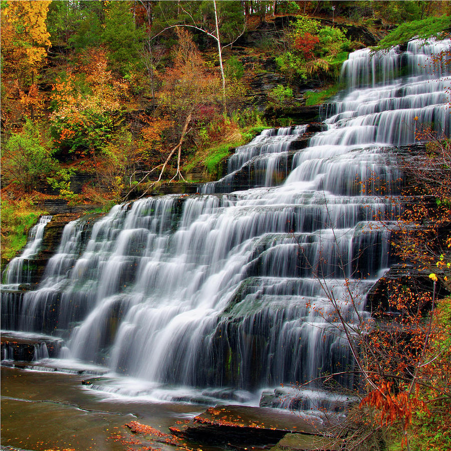 Staircase Waterfall - Cascading waterfalls in Finger Lakes region New York Photograph by Kenneth Lane Smith