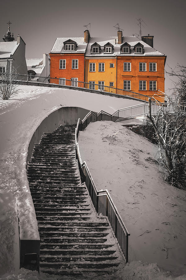Stairs And Old Town Houses In Winter Photograph by Artur Bogacki