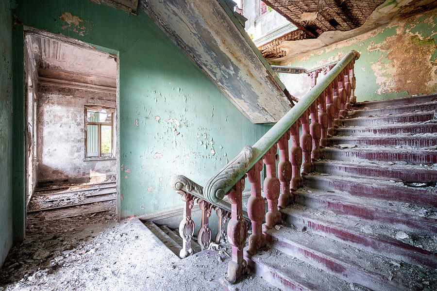 Stairs in Abandoned Palace Photograph by Roman Robroek