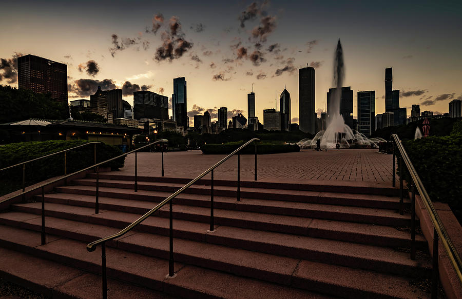 Stairs lead into Chicagos Buckingham fountain Photograph by Sven Brogren