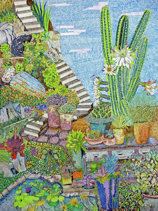 Stairs to the Garden Painting by Karen Merry