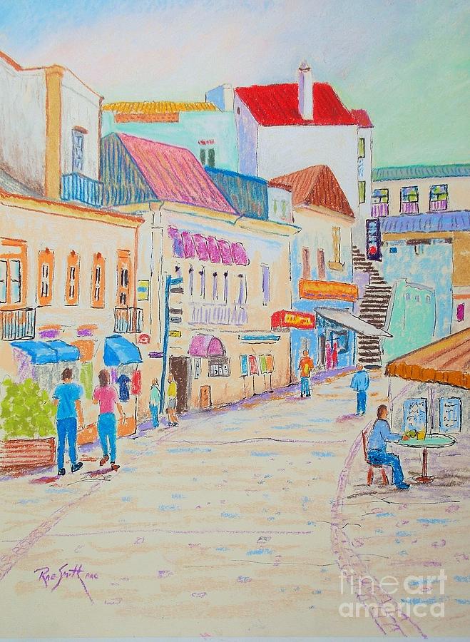 Stairs to the Upper Town Pastel by Rae  Smith PAC